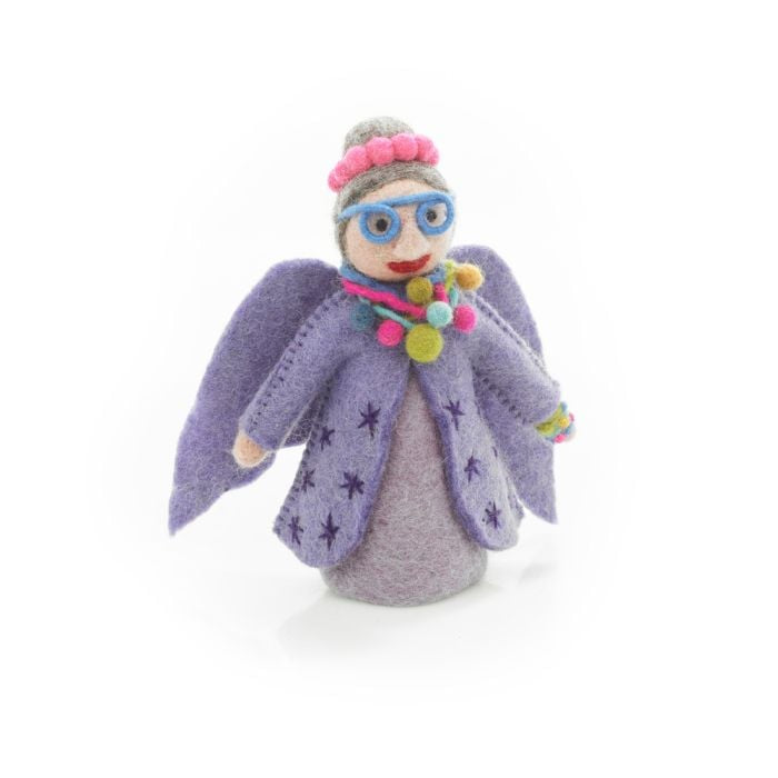 Hand Felted Funky Fairy Godmother Tree Topper - Purple