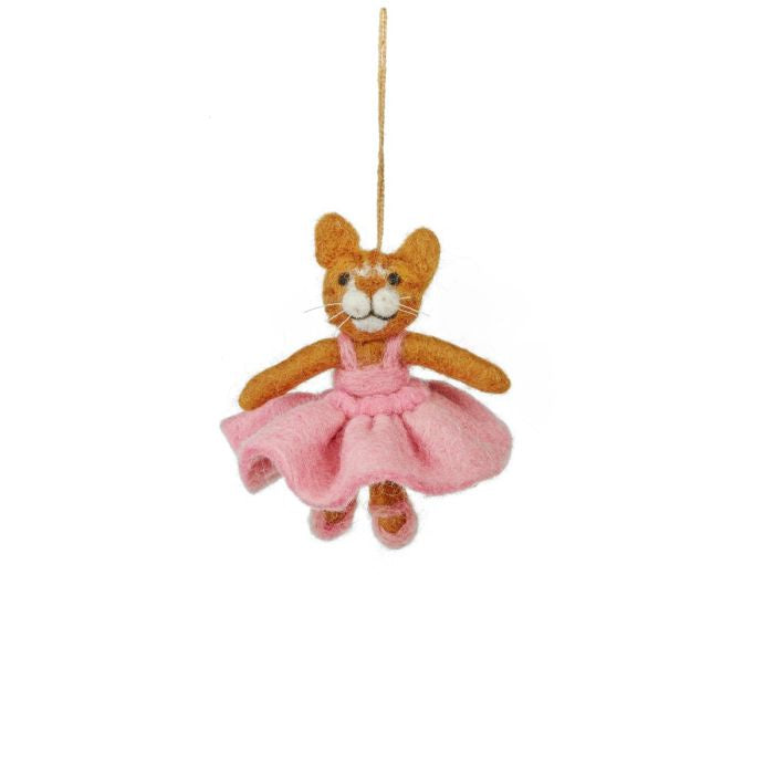 Hand Felted Gracie Cat Hanging Decoration