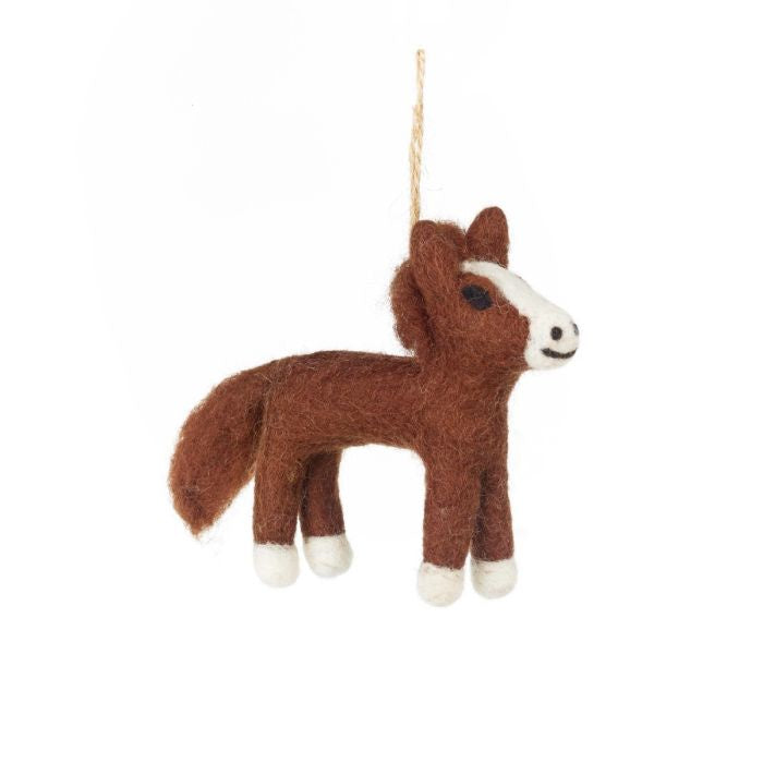 Hand Felted Hattie The Horse Hanging Decoration