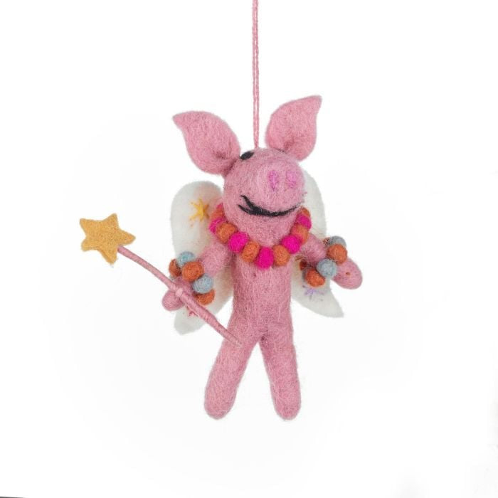 Hand Felted Penelope Porker Fairy Hanging Decoration