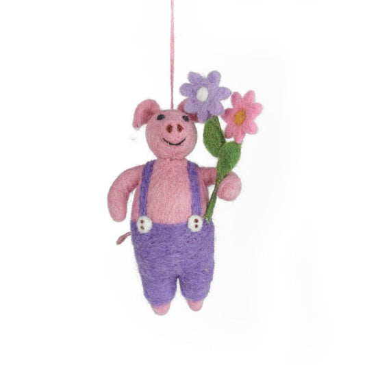 Hand Felted Percy the Piglet Hanging Decoration - Podarok