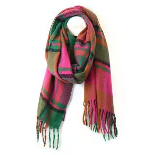 POM Hot Pink Check Mix Woven Scarf