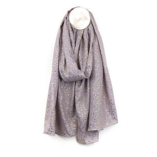 POM Speckle Print Scarf - Soft Grey