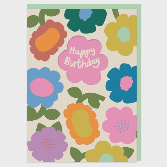 Flower Power Cut Out Birthday Card