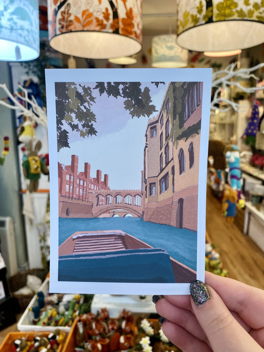 Cambridge Purple Postcard - Punting - Podarok