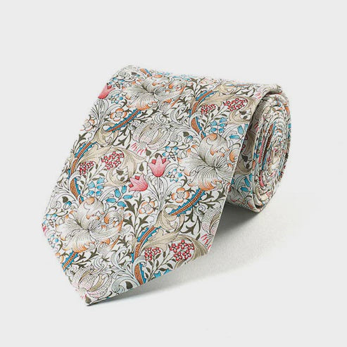 Fox and Chave Morris Golden Lily Pink Silk Tie