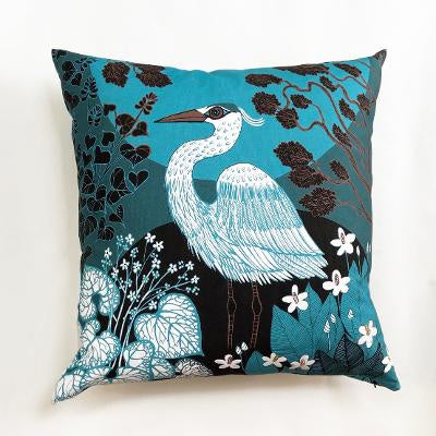 Lush Designs Dawn Chorus Heron Cushion