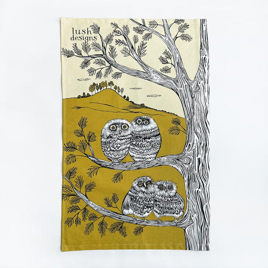 Lush Designs Baby Owls Tea Towel