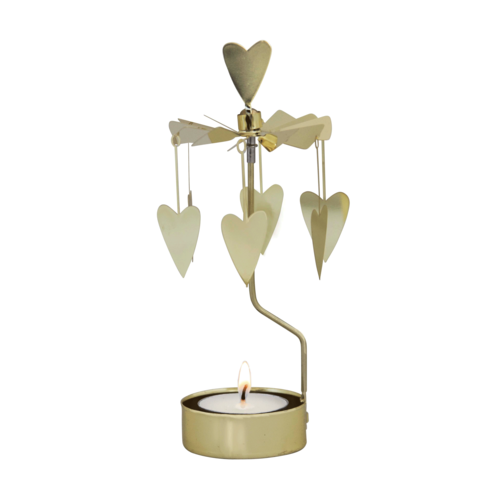 Gold Heart Rotary Candle Holder