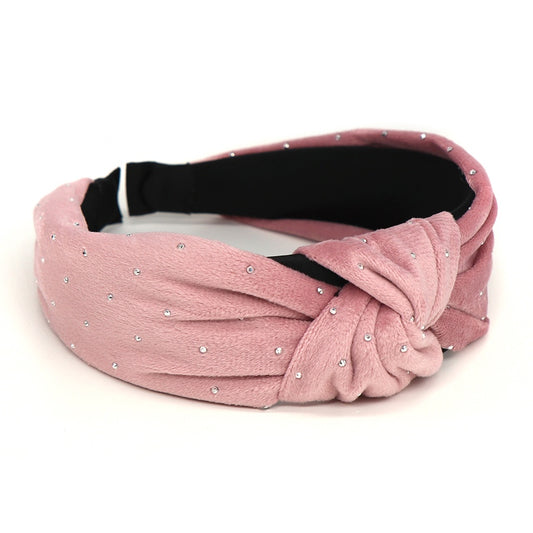 POM Headband - Pink Velvet Studded