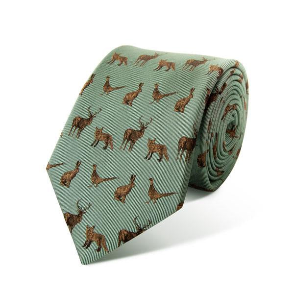 Fox and Chave Country Animals Silk Tie