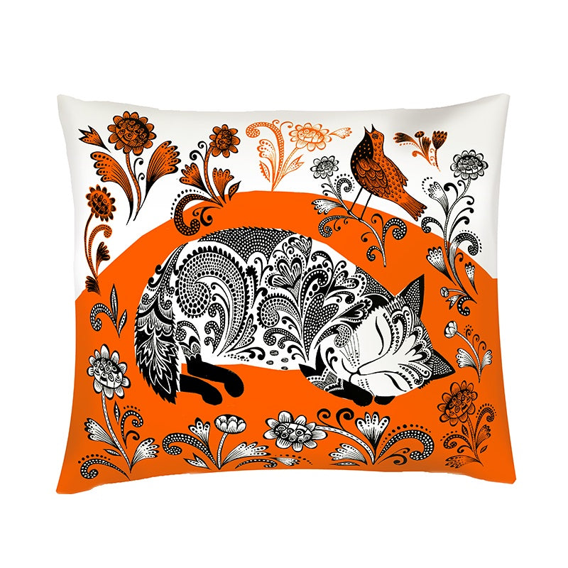 Lush Designs Orange Kitty With Singing Bird Cushion