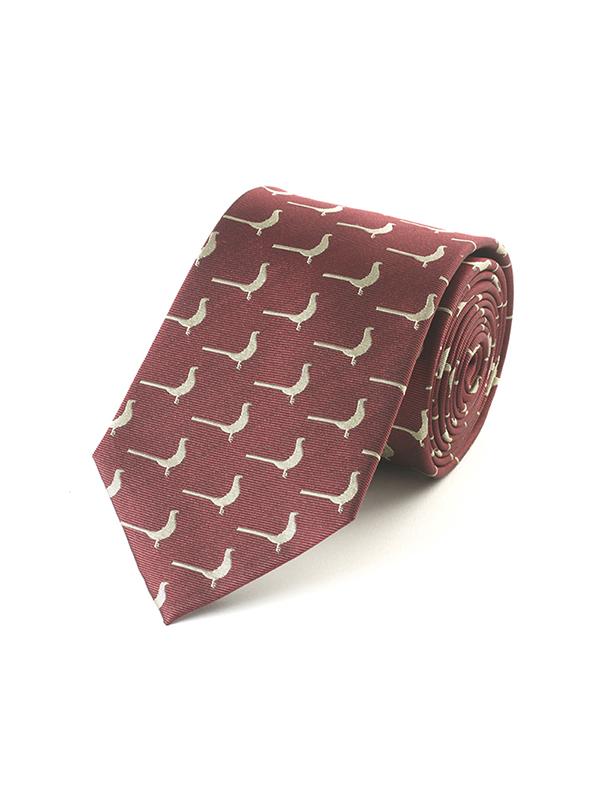 Fox & Chave Woven Gold Pheasant On Burgundy Tie