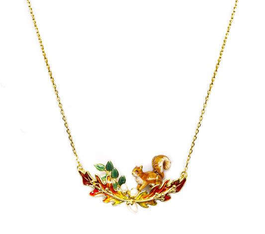 Bill Skinner Squirrel and Acorn Necklace