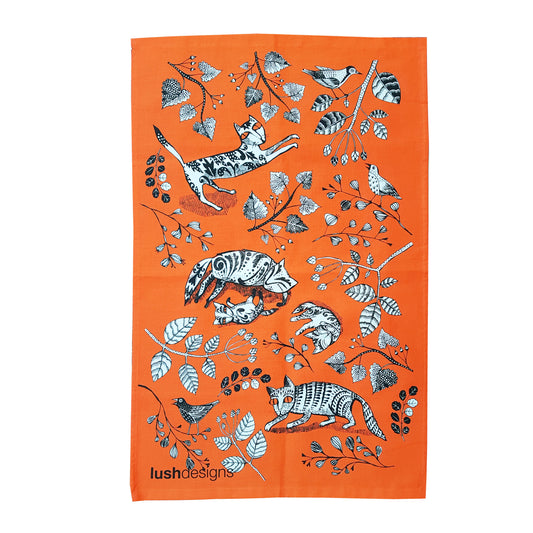 Lush Designs Orange Kitty Tea Towel