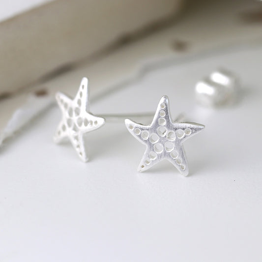 POM Sterling Silver Dotted Starfish Stud Earrings