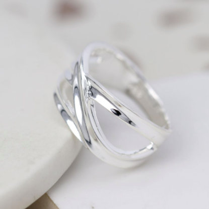 POM Sterling Silver Smooth Waves Ring