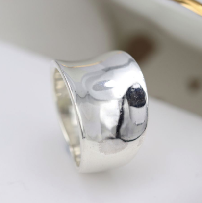 POM Sterling Silver Concave Chunky Band Ring