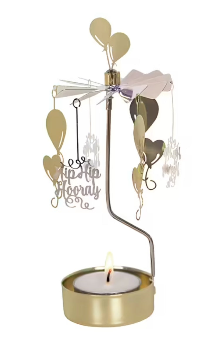 Let's Celebrate Silver and Gold Rotary Candle Holder