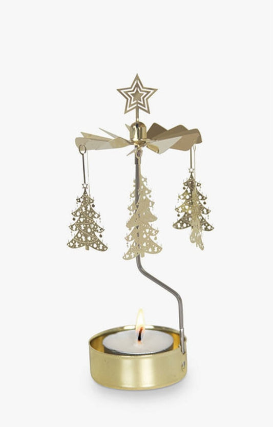 Christmas Tree Gold Rotary Candle Holder