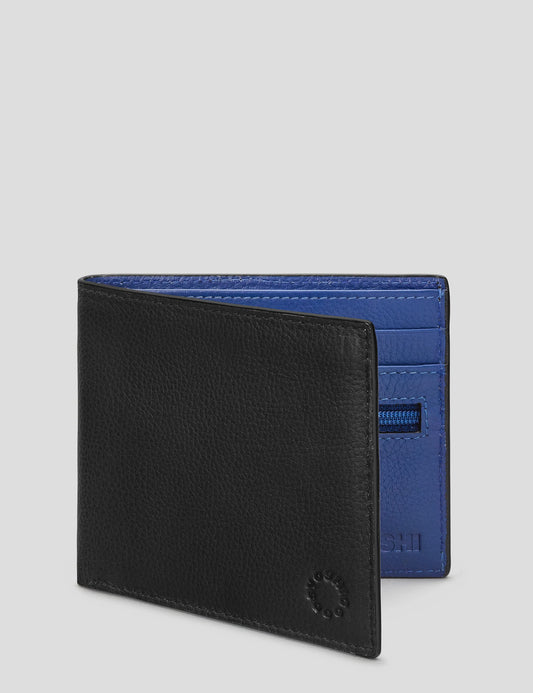 Yoshi Leather Contrast Inner Wallet - Black/Blue
