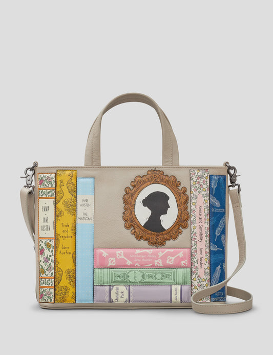 Yoshi Leather Bookworm Jane Austen Grab Bag - Warm Grey