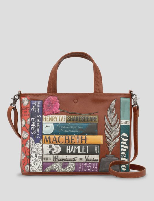 Yoshi Brown Shakespeare Bookworm Leather Grab Bag