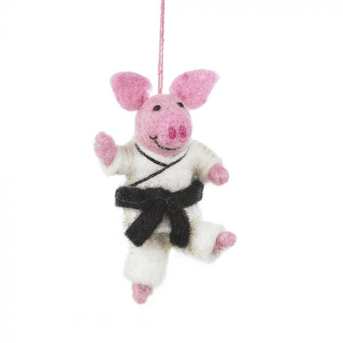 Felt Pork Chop Hanging Karate Pig