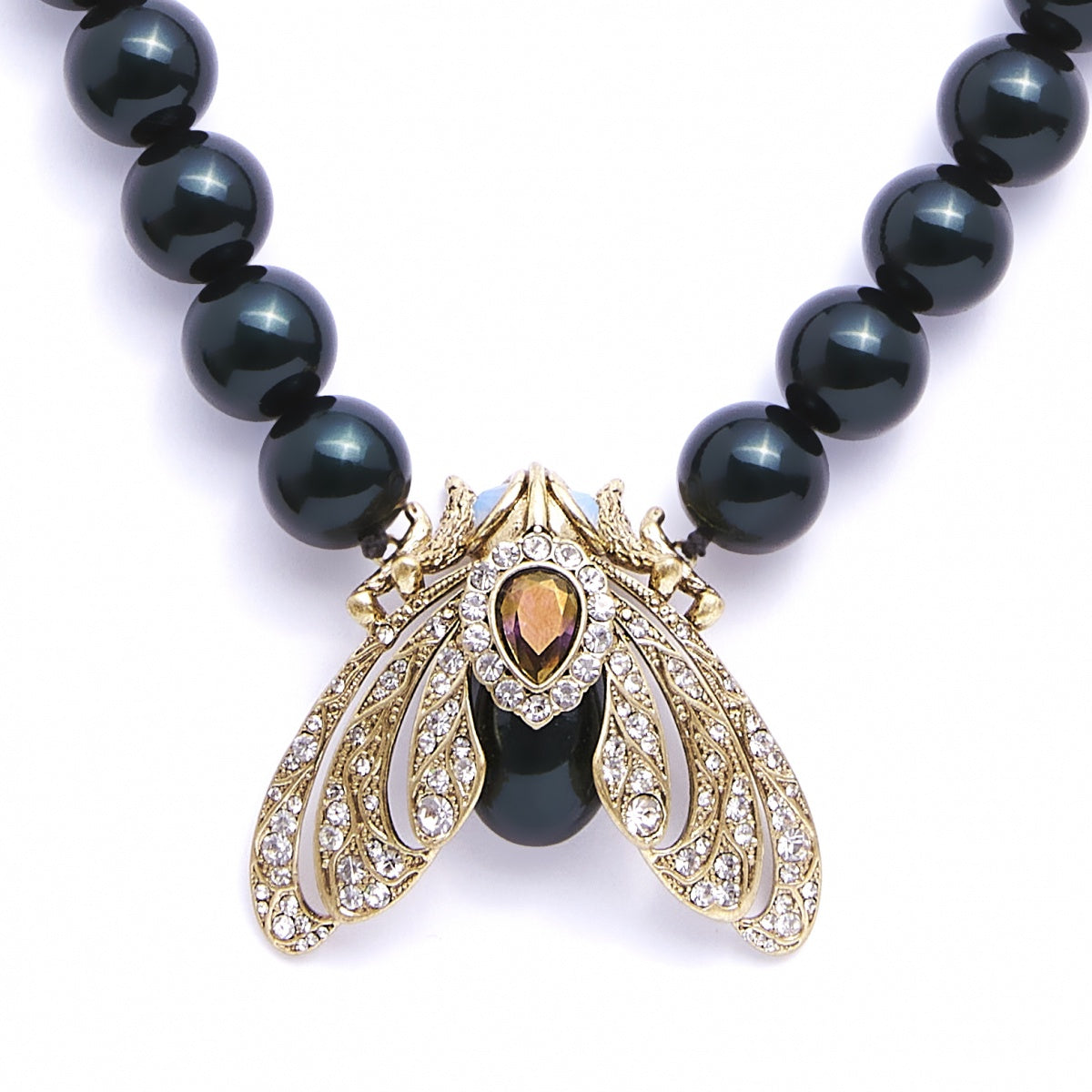 Bill Skinner Statement Moth Pearl Necklace
