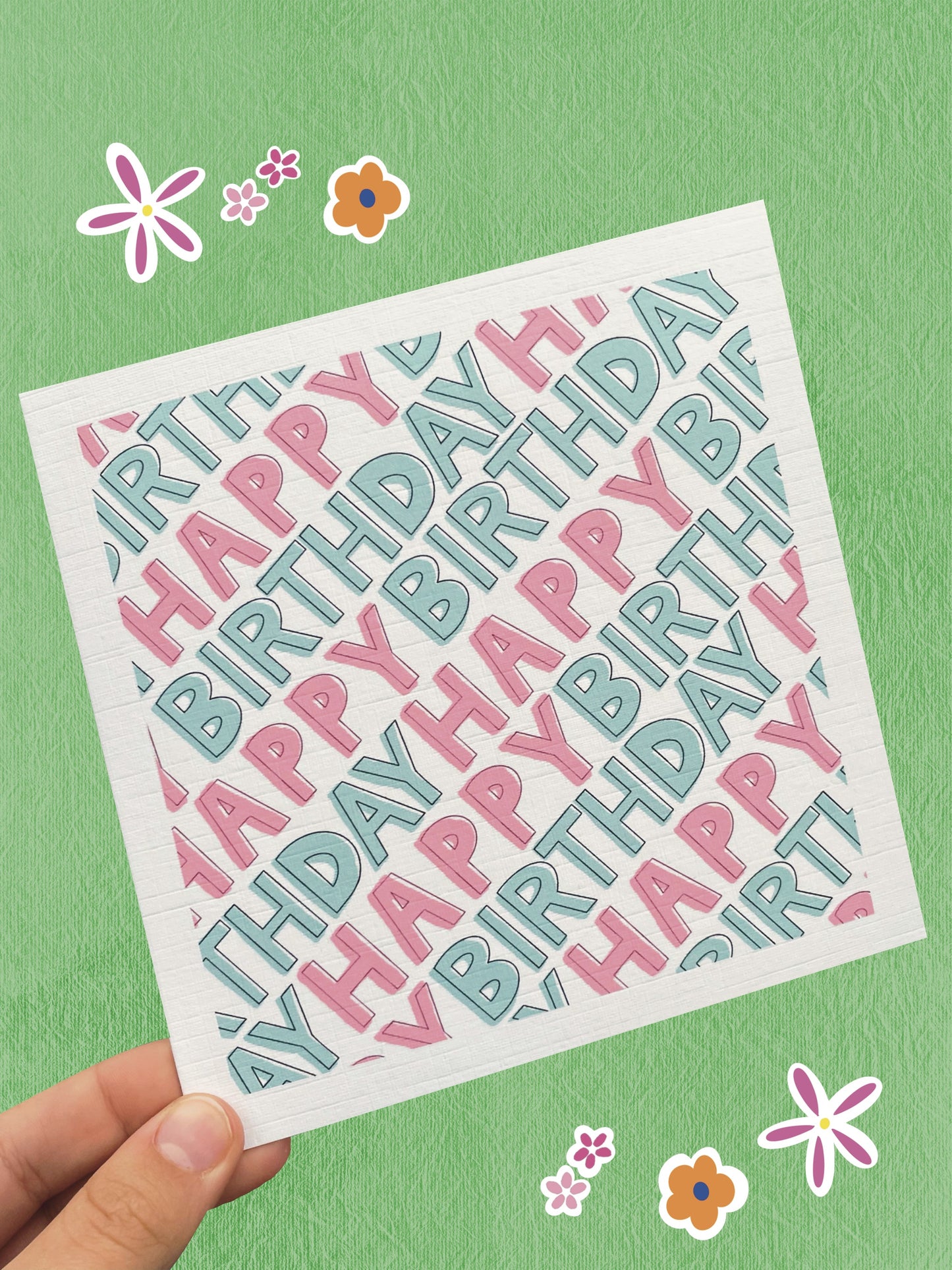 DigitalsByCait Pink Diagonal Happy Birthday Card