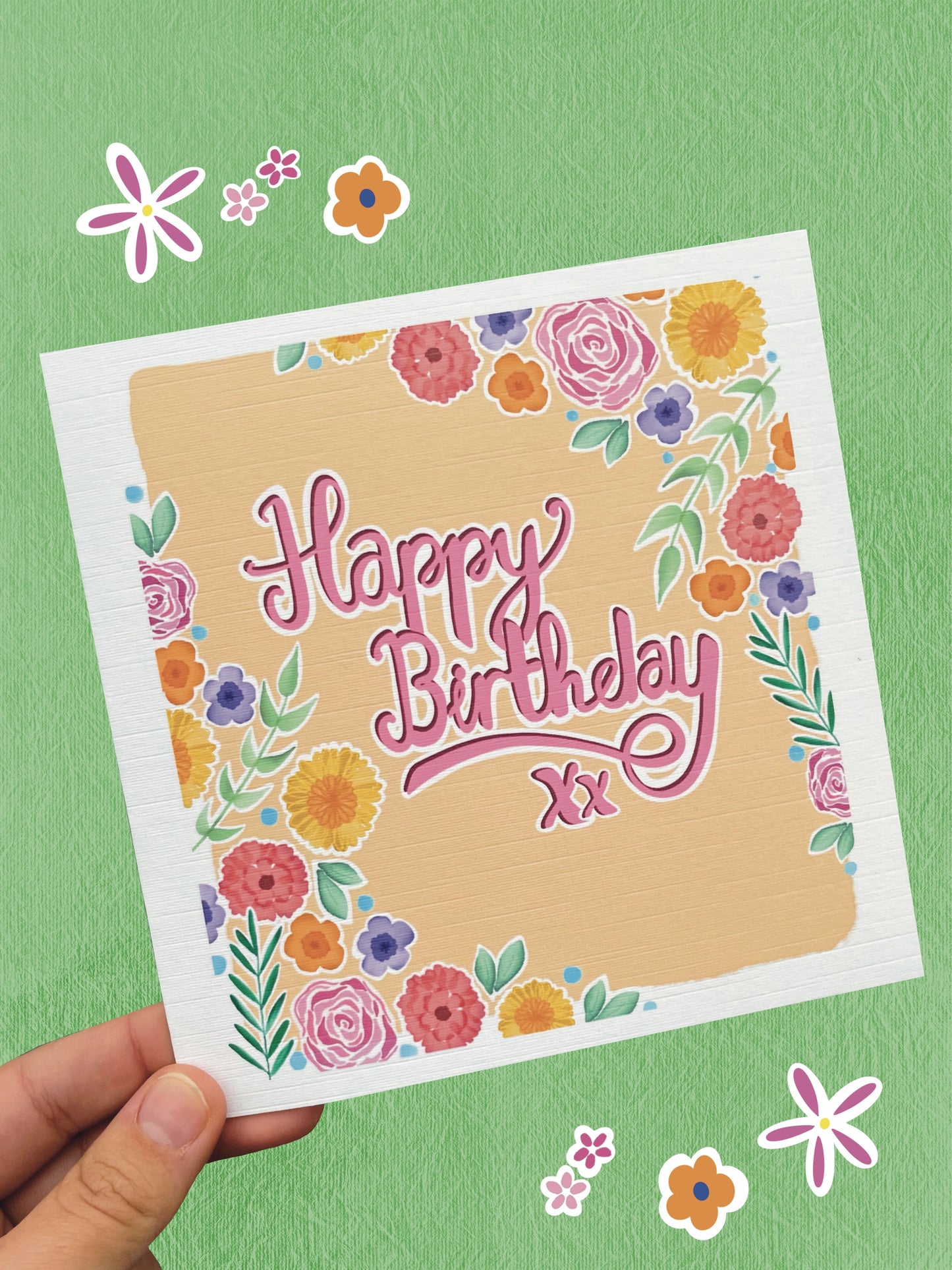 DigitalsByCait Watercolour Floral Birthday Card
