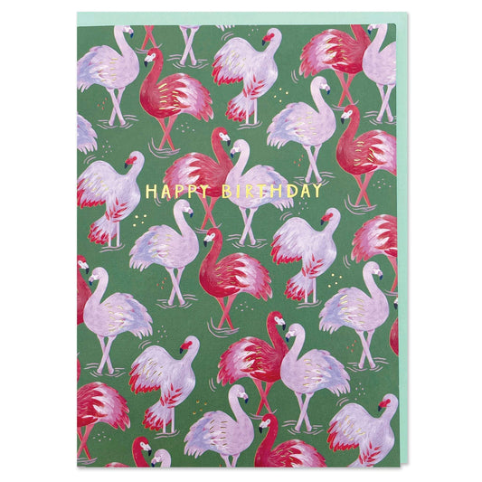Raspberry Blossom Wild Flamingo Birthday Card